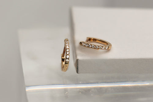 Natural diamond gold horseshoe huggie hoop product image