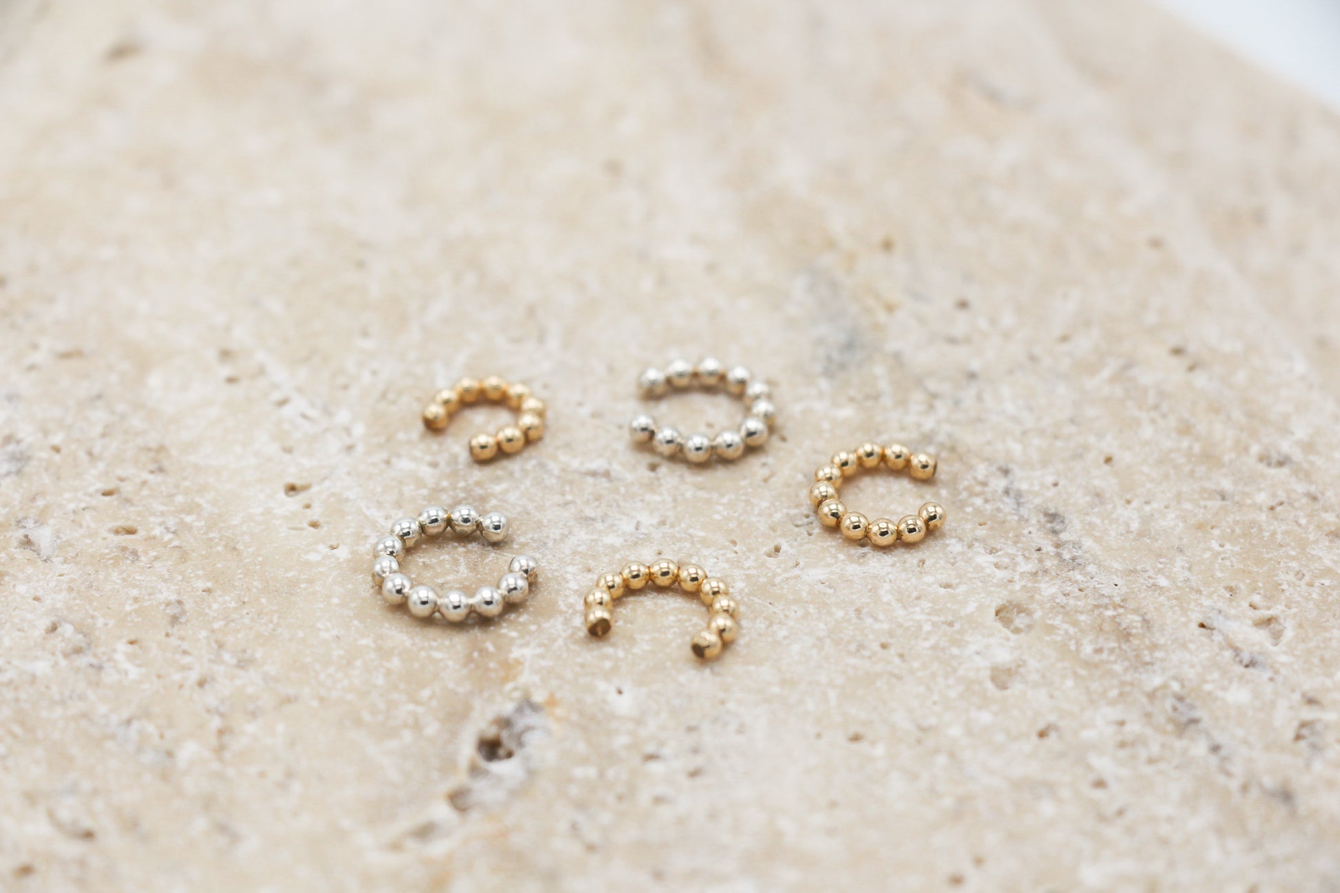 La Palla ball bead midi ear cuff in sterling silver and 14k gold filled